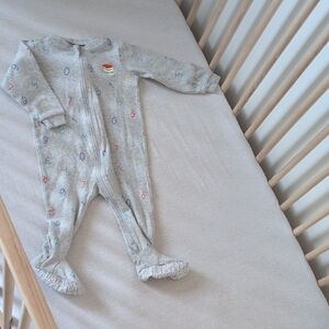 18M - Pekkle - New Never Worn- Gray Number-Print Footed One-Piece Double-zip